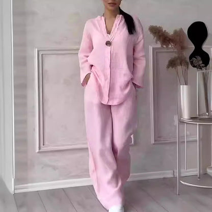 Kvinnors Långa Byxor Avslappnad Bomullslinne 3