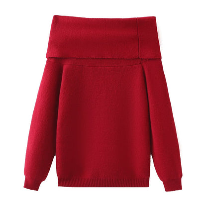 Stickad Dam Tröja Långärmad Monokrom Polyester-3