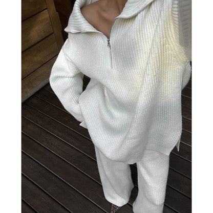 Oversize Dam Stickdräkt i Mjuk Ull med Blixtlås och Generös Krage – Perfekt för Alla Tillfällen 2