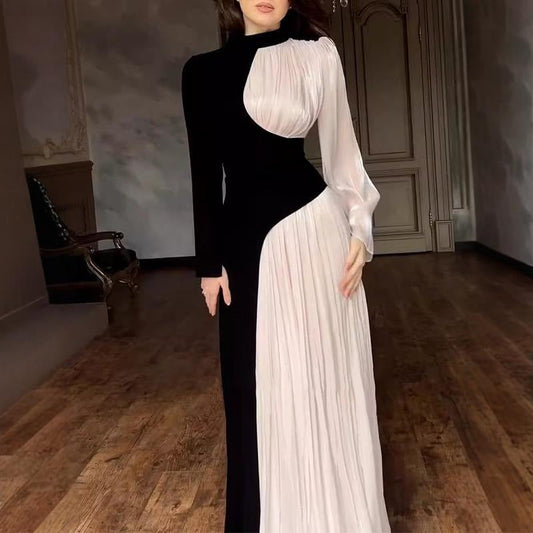 Dam A-Linje Klänning Långa Ärmar Färgglad Polyester-1