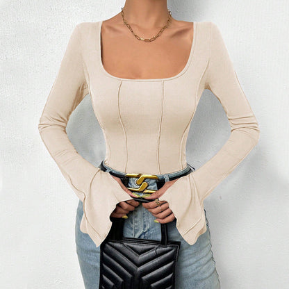 Dam Jumpsuit Långärmad Snörning Lätt Elastisk Capri-5