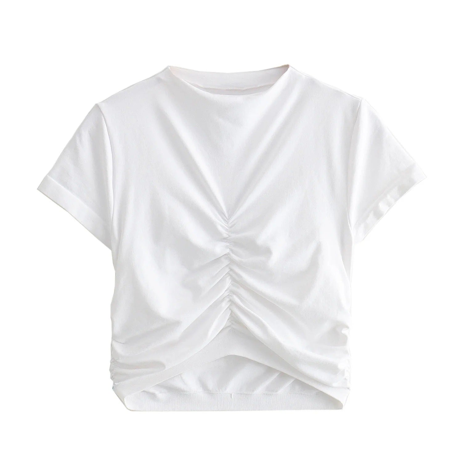 Kvinnors Wrap Top Hög Krage Andningsbart Tyg-1