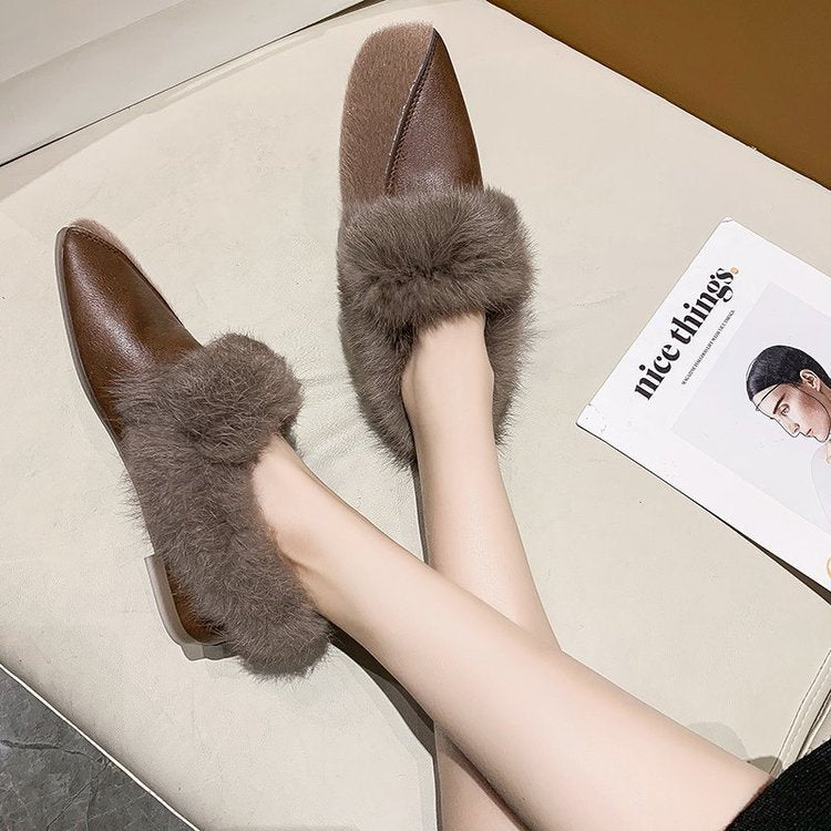 Damtofflor i Konstläder med Pälskrage – Mjuk och Bekväm Inomhustoffel för Avkoppling och Stil 5