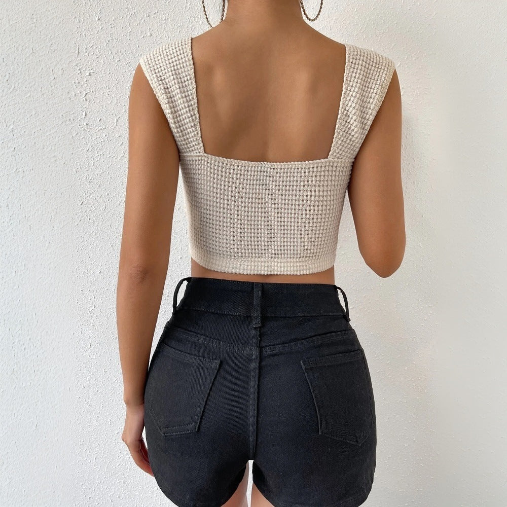 Ärmellös Damtop i Jacquard – Lätt Stretchigt Polyester Material, Elegant och Bekväm för Vardag och Fest 3