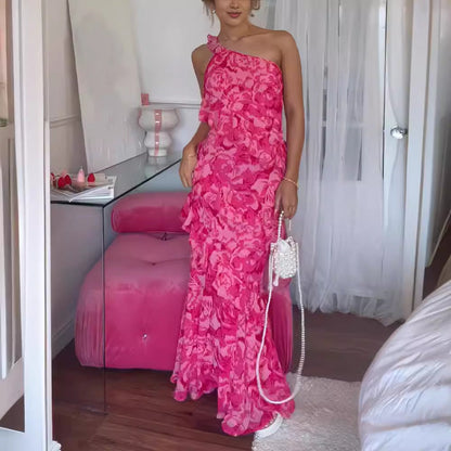 Dam A-linje Klänning Chiffong Lång Ärmlös Elegant-4