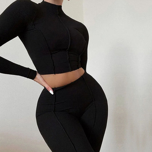 Tvådelat Set Dam Långärmad Polyester Chic Design-1