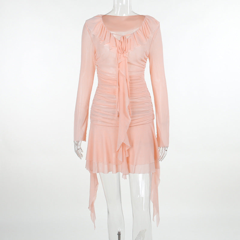 Kvinnors Omslagsklänning Rüsch Detaljer Flödande Tyg-1