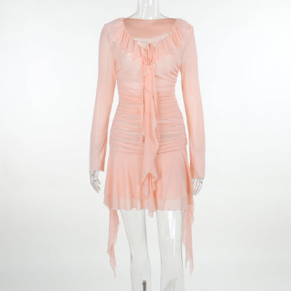 Kvinnors Omslagsklänning Rüsch Detaljer Flödande Tyg-1