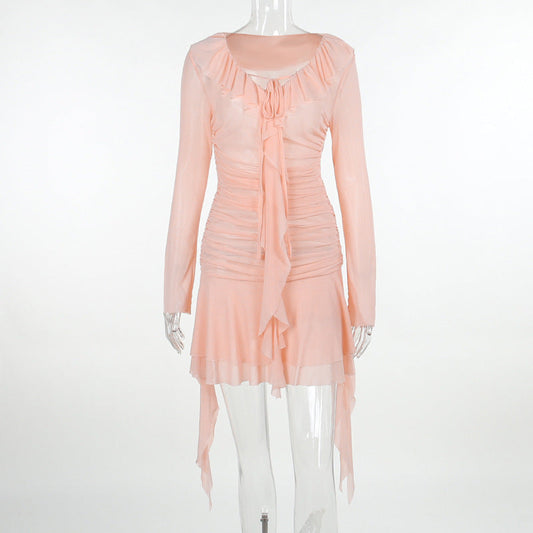 Kvinnors Omslagsklänning Rüsch Detaljer Flödande Tyg-1