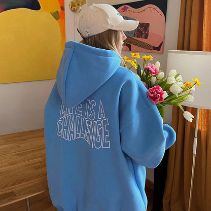 Dam Hoodie Grafisk Design Mjuk Bomullsmix 2
