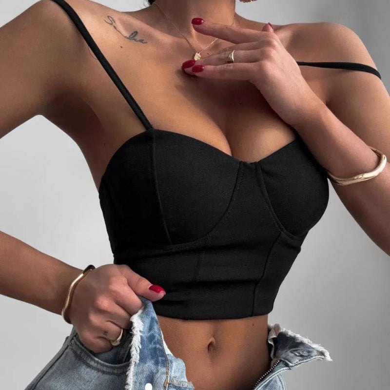 Dam Bustier Top i Stretchigt Tyg med Justerbara Axelband – Modern Design för Vardags och Fest 3