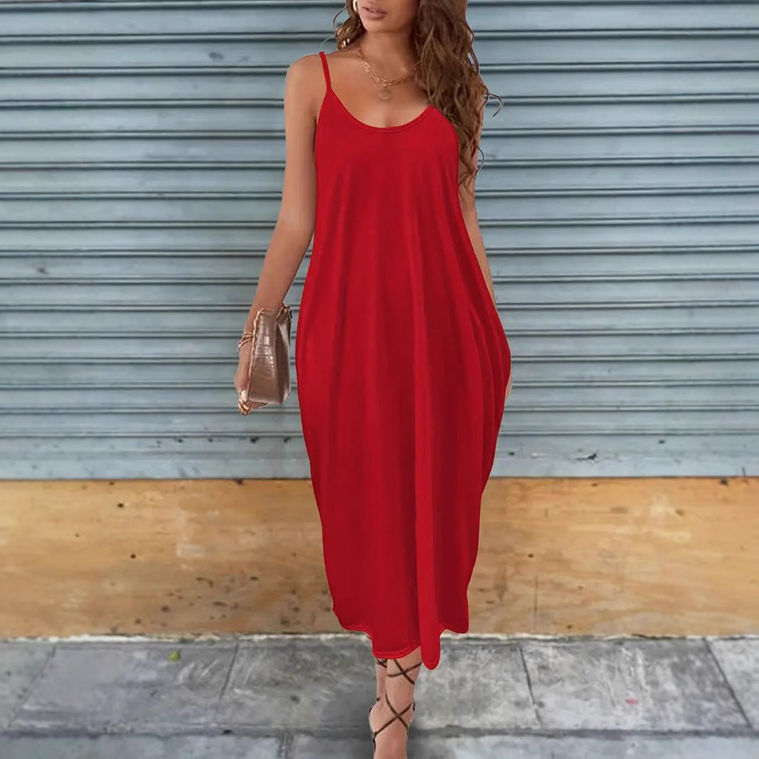 Kvinnors A-Linjeformad Klänning Utan Ärmar Milk Silk-3