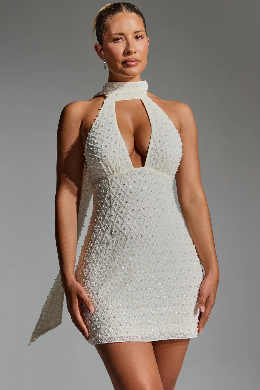 Variant image for Dam Klänning Rufsad Kort Polyester Figurnära Stil-1