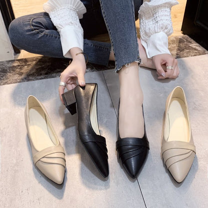 Damen Pumps mit Blockabsatz aus Synthetikleder – Elegante Wickeldesign Schuhe für Büro und Freizeit 4