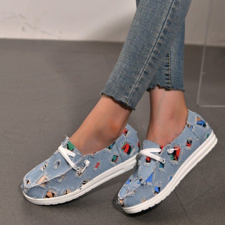 Kvinnors Sneakers i Denimdesign med Andningsbara Skär och Lätt Sula – Bekväm och Trendig Fritidssko 2