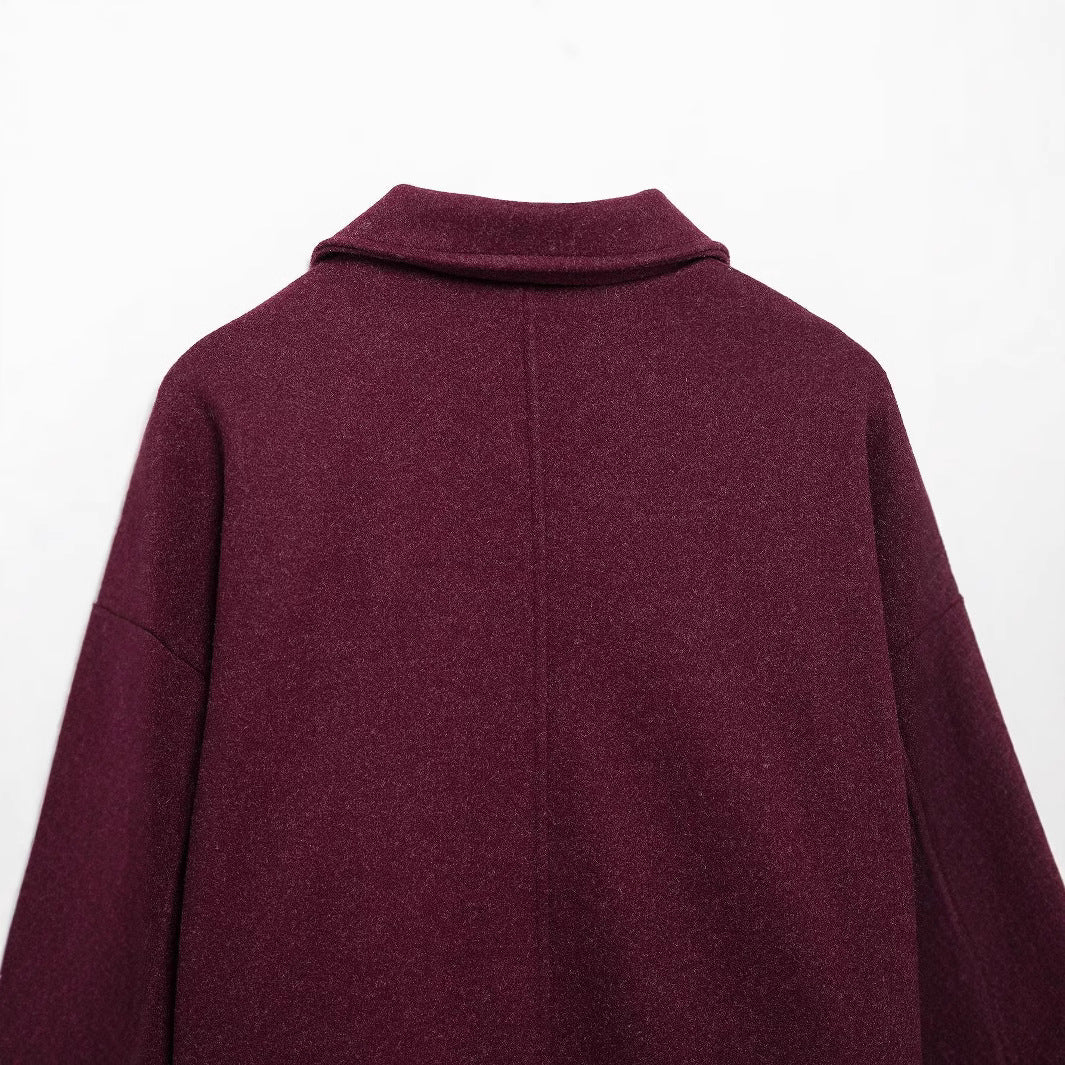 Kvinnors Retro Klänning Elegant Ullblandning Kort Ärmar-4