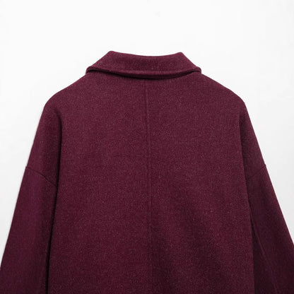 Kvinnors Retro Klänning Elegant Ullblandning Kort Ärmar-4