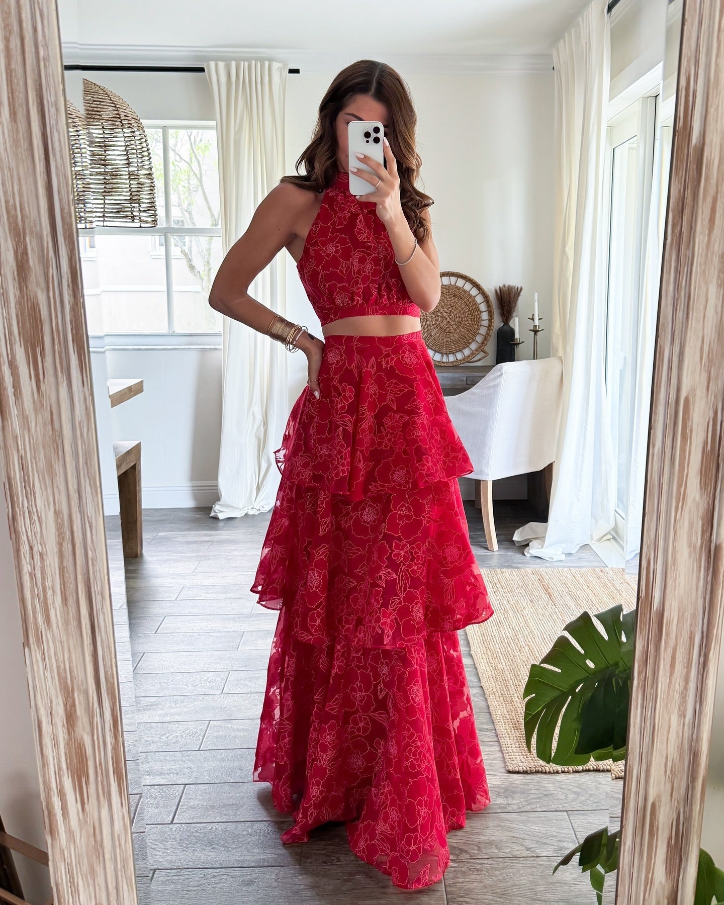 Dam Tvådelat Set Halterneck Asymmetrisk Kjol Kvalitetstyg för Sommarkläder-4