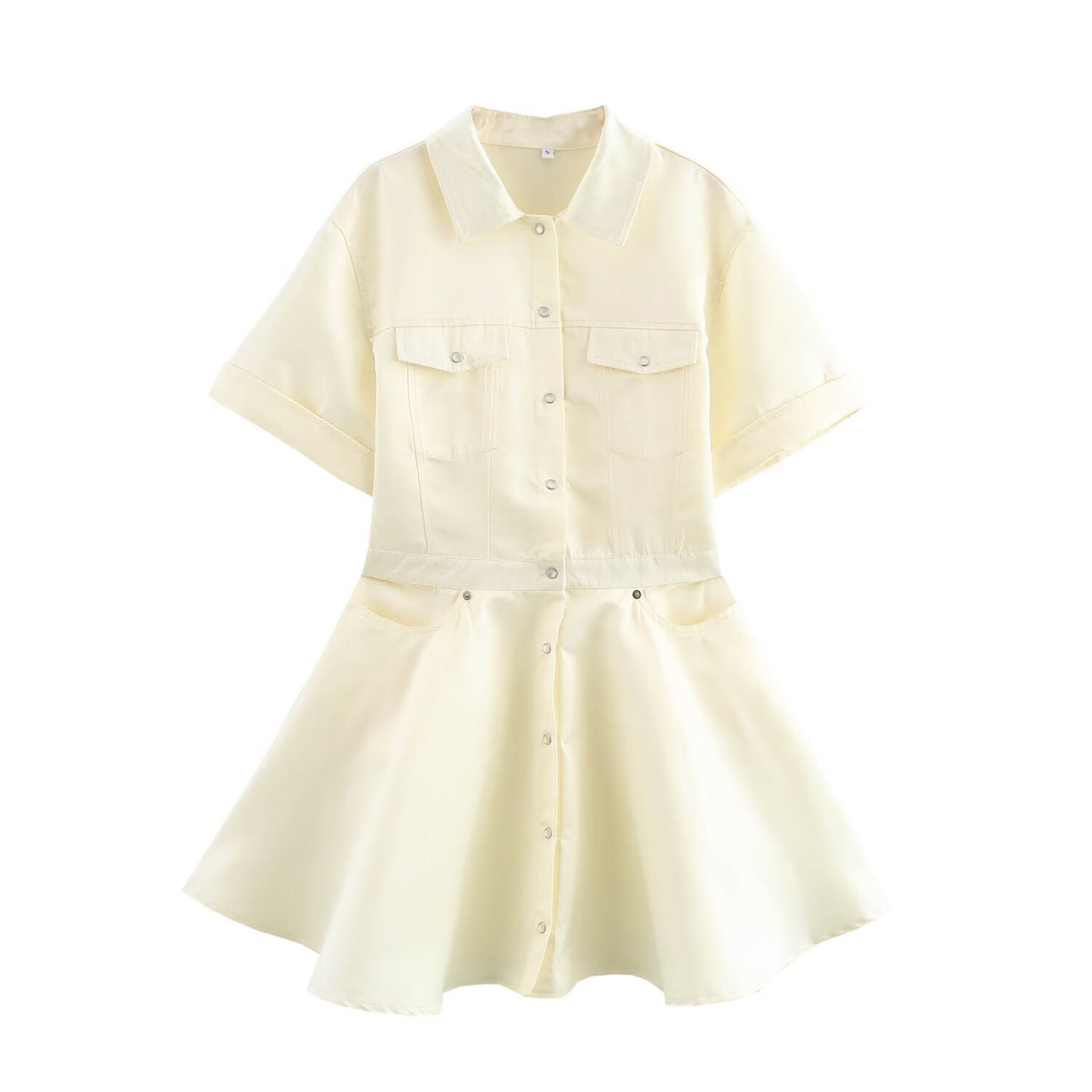 Dam Kort Klänning A-linjeformad Monokrom Minikjol-1