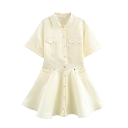 Variant image for Dam Kort Klänning A-linjeformad Monokrom Minikjol-1