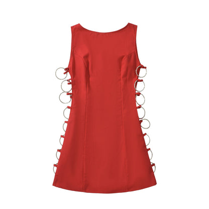 Kvinnors Klänning Figur-huggande Med Unika Ringdetaljer Högkvalitativt Tyg-4