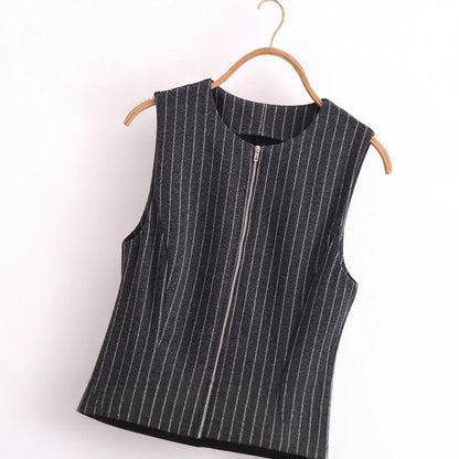 Dam Midi Klänning Randig Polyester med Dragkedja-2