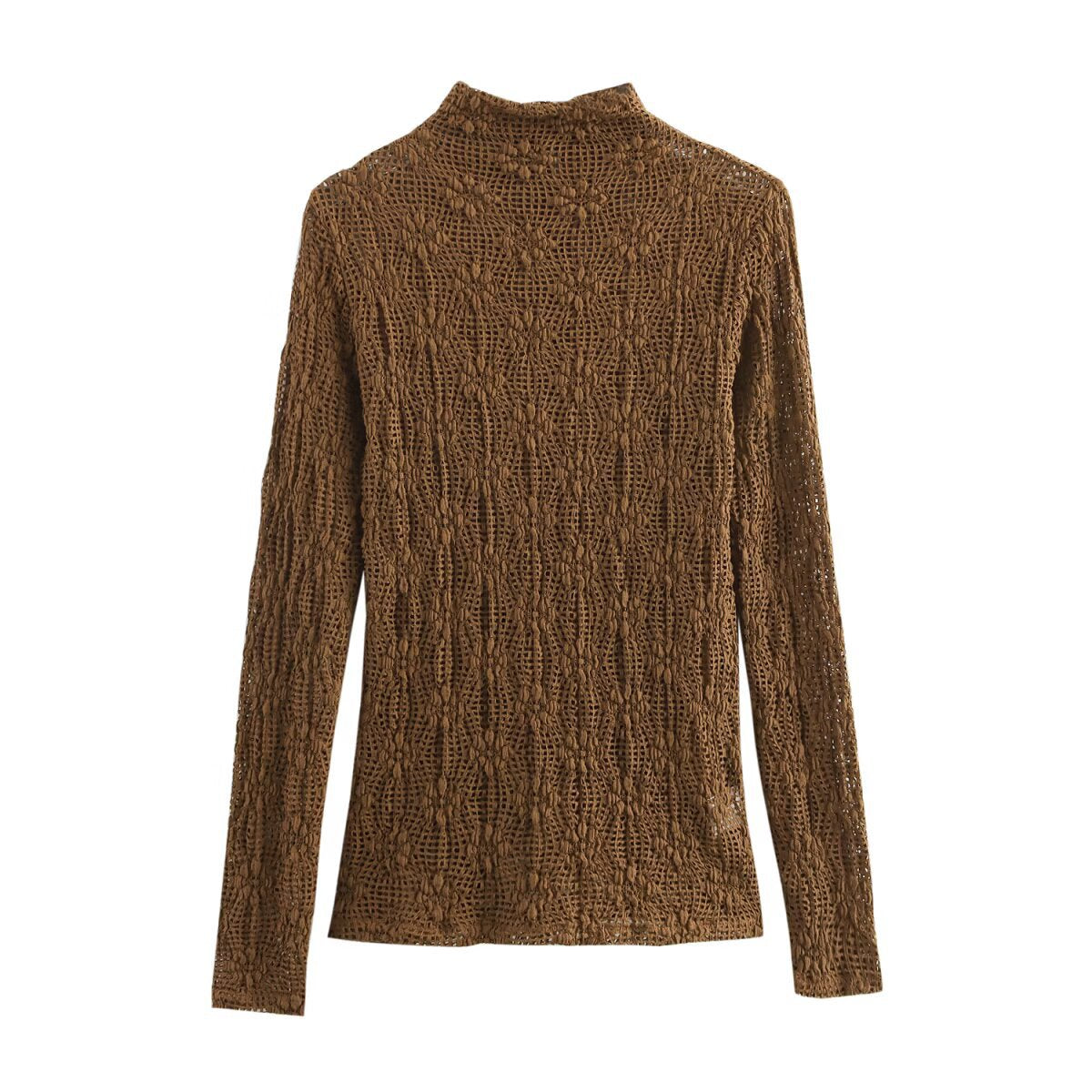 Dam Tröja Hög Krage Spets Slim Fit Polyester-3