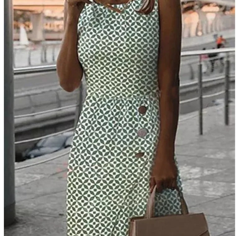 Kvinnors Midi Klänning Tryckt Polyester Avslappnad 2