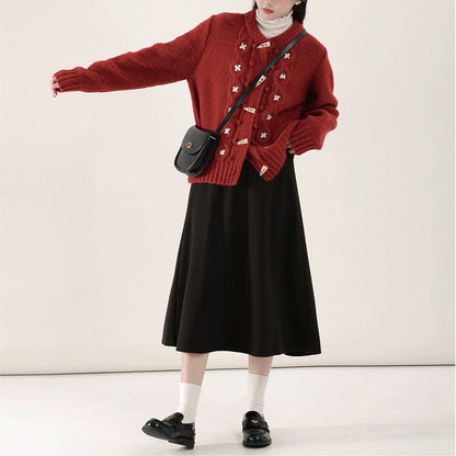 Dam Kardigan Blommönster Akryl och Bomull-3