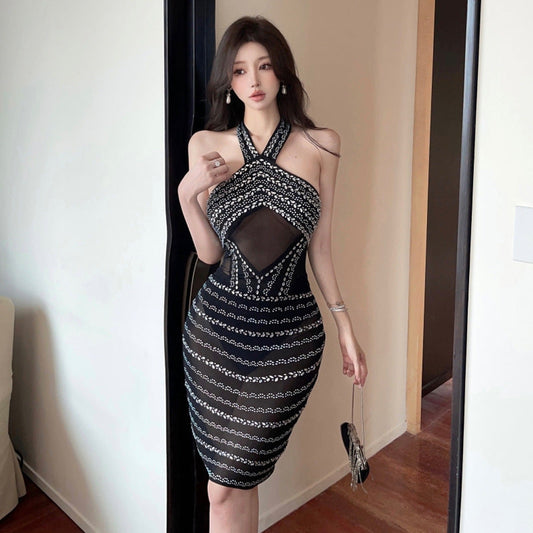 Fina Dam Klänningar Halterneck Slim Fit Mesh-1