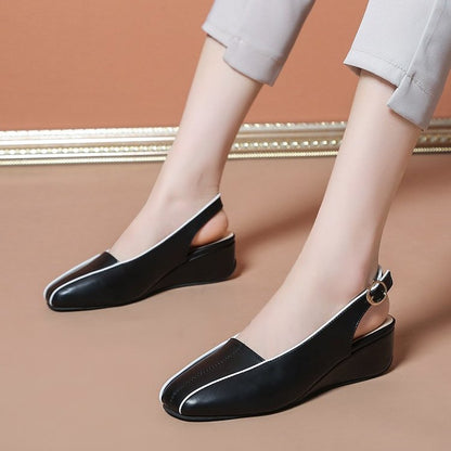 Elegant Slingback Wedges för Kvinnor med Kilsula i Syntetiskt Läder – Trendiga Skor för Vardag och Fest 2