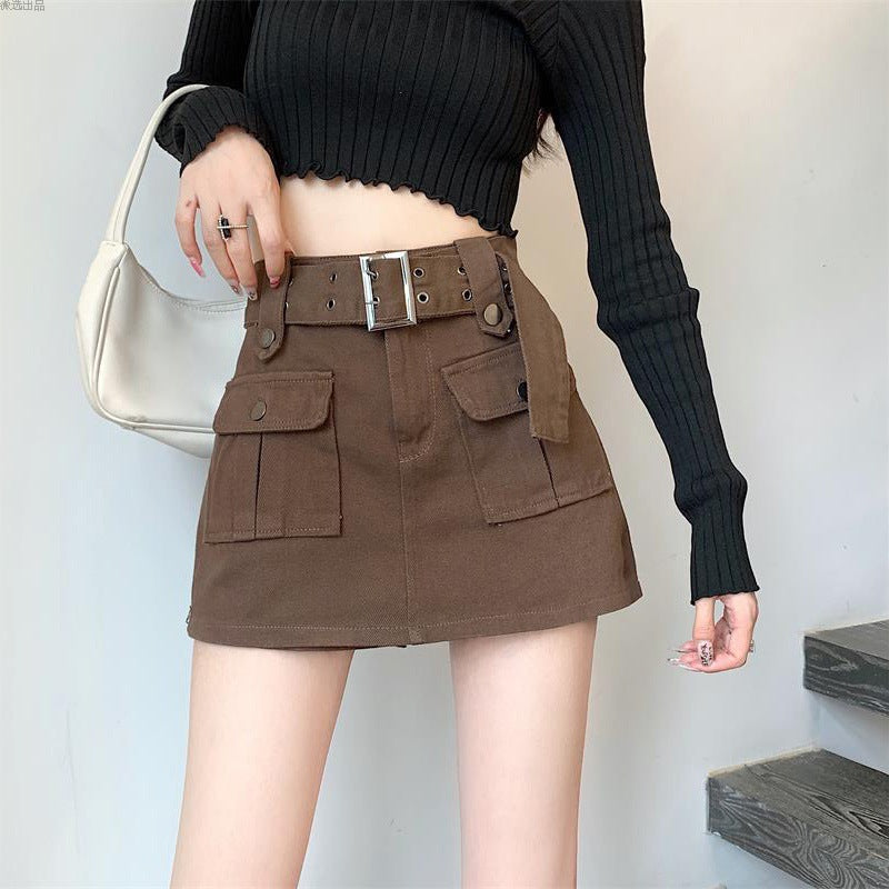 Variant image for Dam Cargo Skort Hög Midja Polyester med Bälte-11