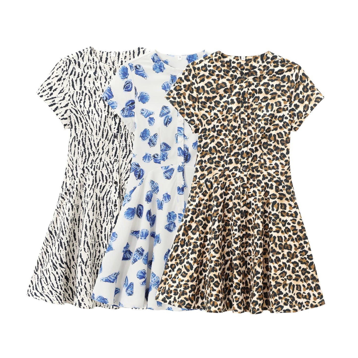 Fina Dam Klänningar A-linjeformad Kortärmad Blommönster Polyester-2