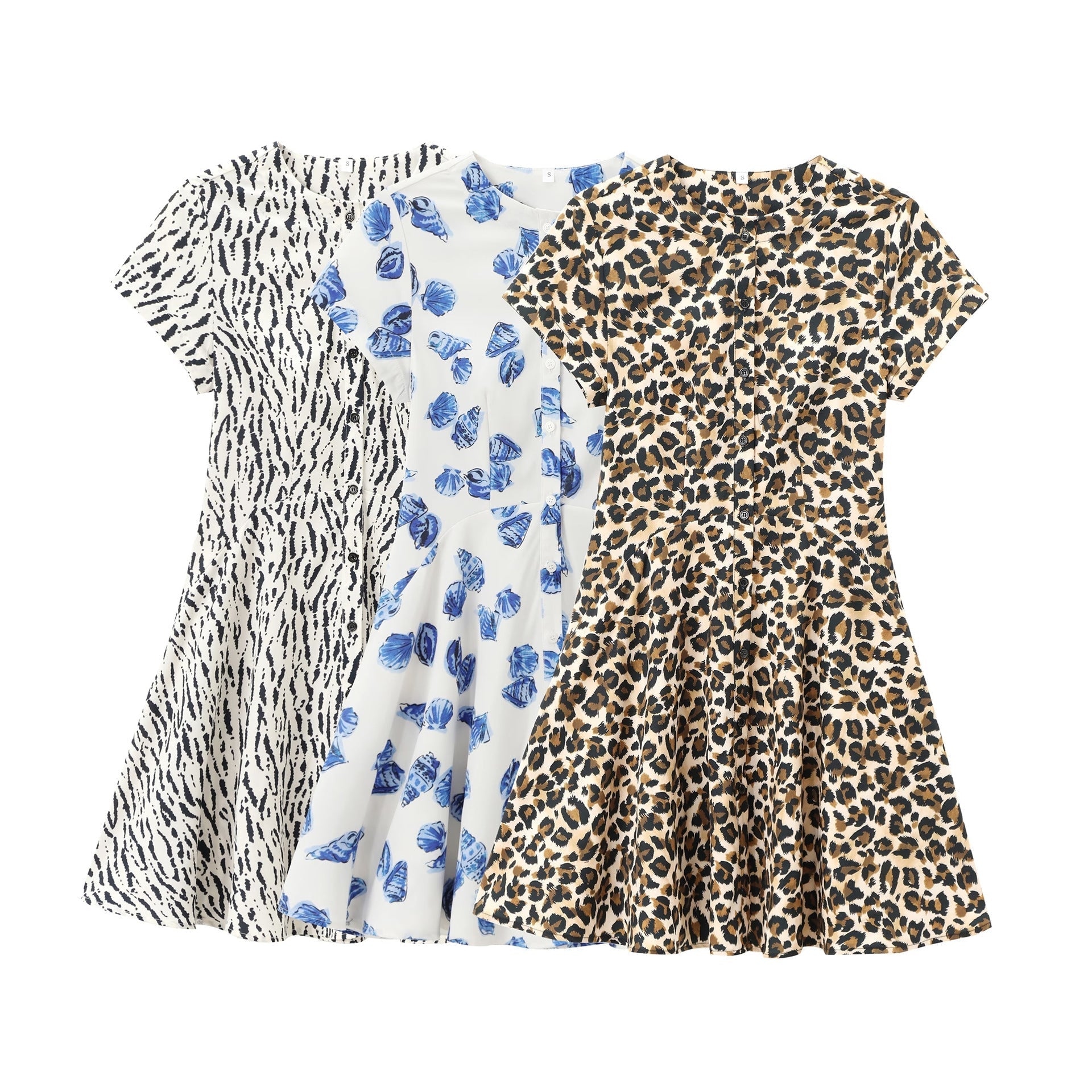 Fina Dam Klänningar A-linjeformad Kortärmad Blommönster Polyester-2