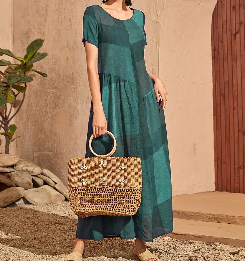 Kvinnlig Klänning Rutigt Casual Polyester-6