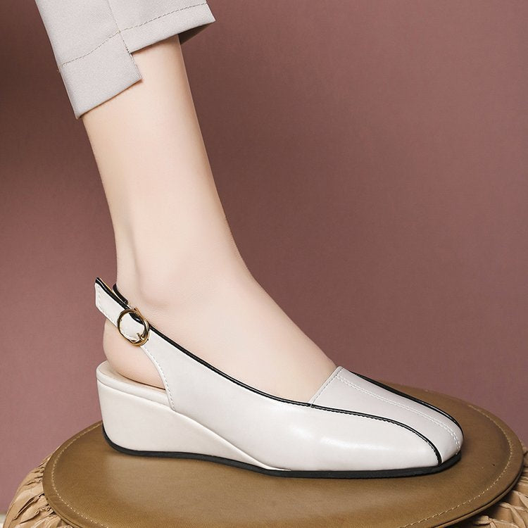 Slingback Wedge Pantolett för Kvinnor – Elegant Design med Justerbart Spänne och Bekväm Kilsula 4