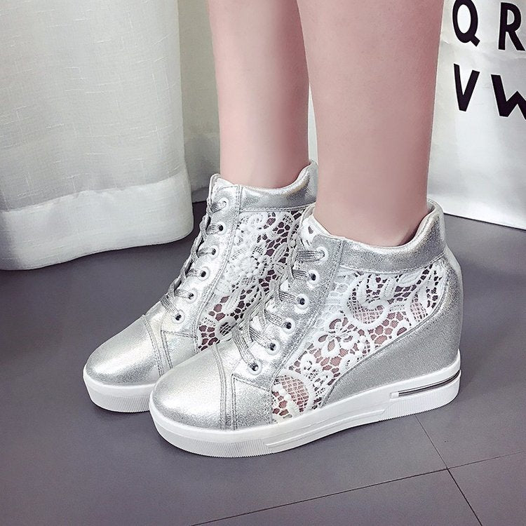 Kvinnliga Kilsneakers Metallisk Finish Syntetisk Textil-4