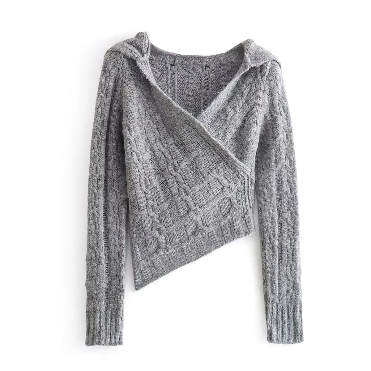 Kvinnors Cardigan Modern Design Flätmönster Mjukt Stickmaterial-1