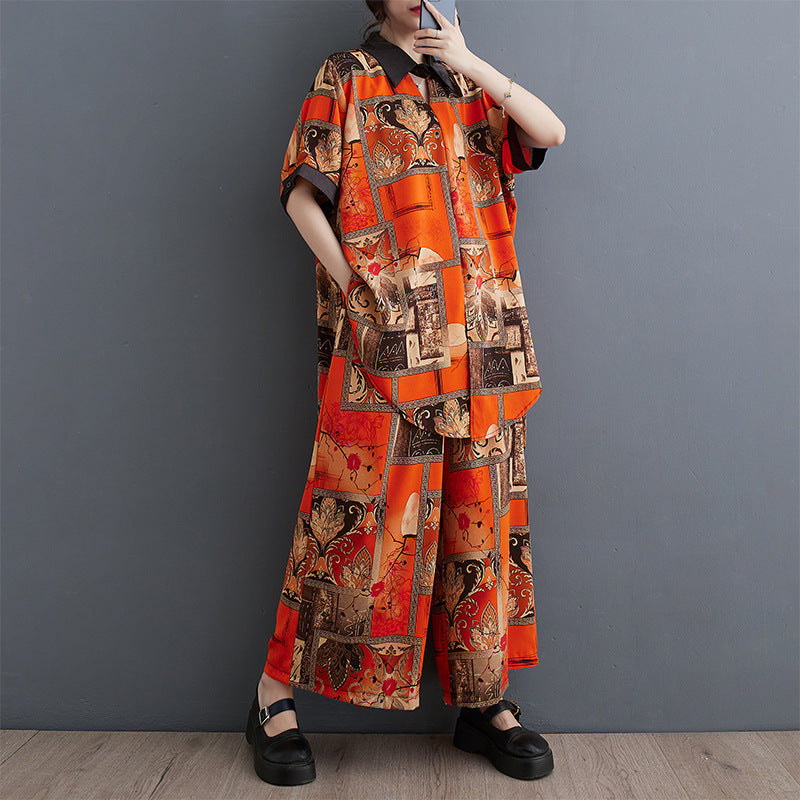 Variant image for Kvinnors Blommig Skjorta med Elastisk Midja Polyester Tre Fjärdedel Ärmar-2