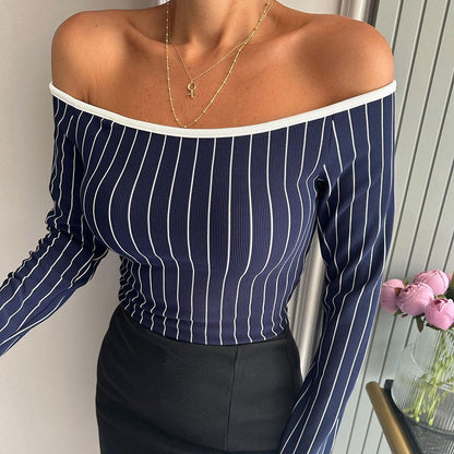 Off-Shoulder Dam Bodysuit med Rippad Struktur i Högkvalitativt Tyg – Perfekt för Fest och Avslappnade Utekvällar 5