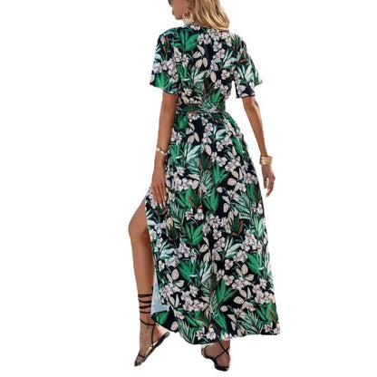 Kvinnors Flödesklänning V-Ringning Elastisk Midja Polyester-6