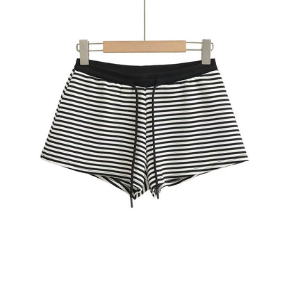 Kvinnors Simshorts Elastisk Midja Snabbtorkande Tyg Randigt Mönster-2