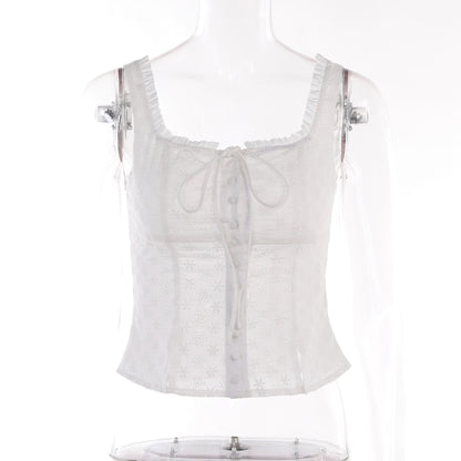 Variant image for Kvinnors Topp Blommig Broderi med Rüsch Detaljer Lätt Material-1