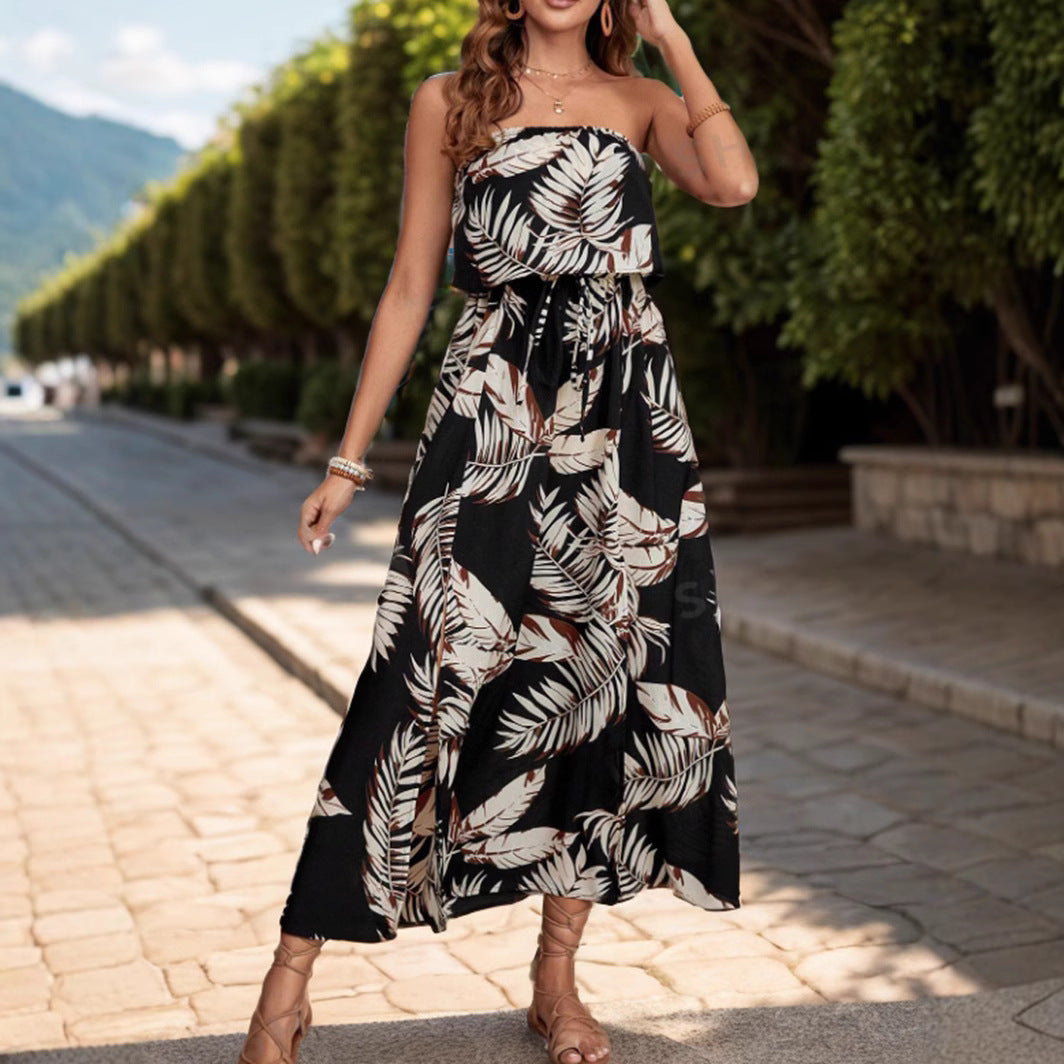 Maxiklänning Dam Asymmetrisk Ruffle Polyester för Sommar-4