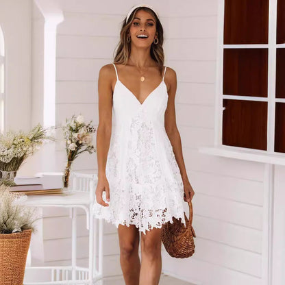 Kvinnors Midi Klänning Spetsig A-Linjeformad Polyester-2