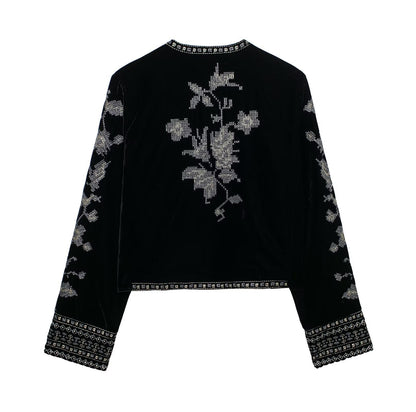 Dam Lång Kofta Cardigan Med Broderi Polyester 2