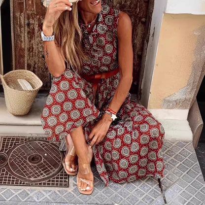 Kvinna A-Line Klänning Prickigt Polyester-5