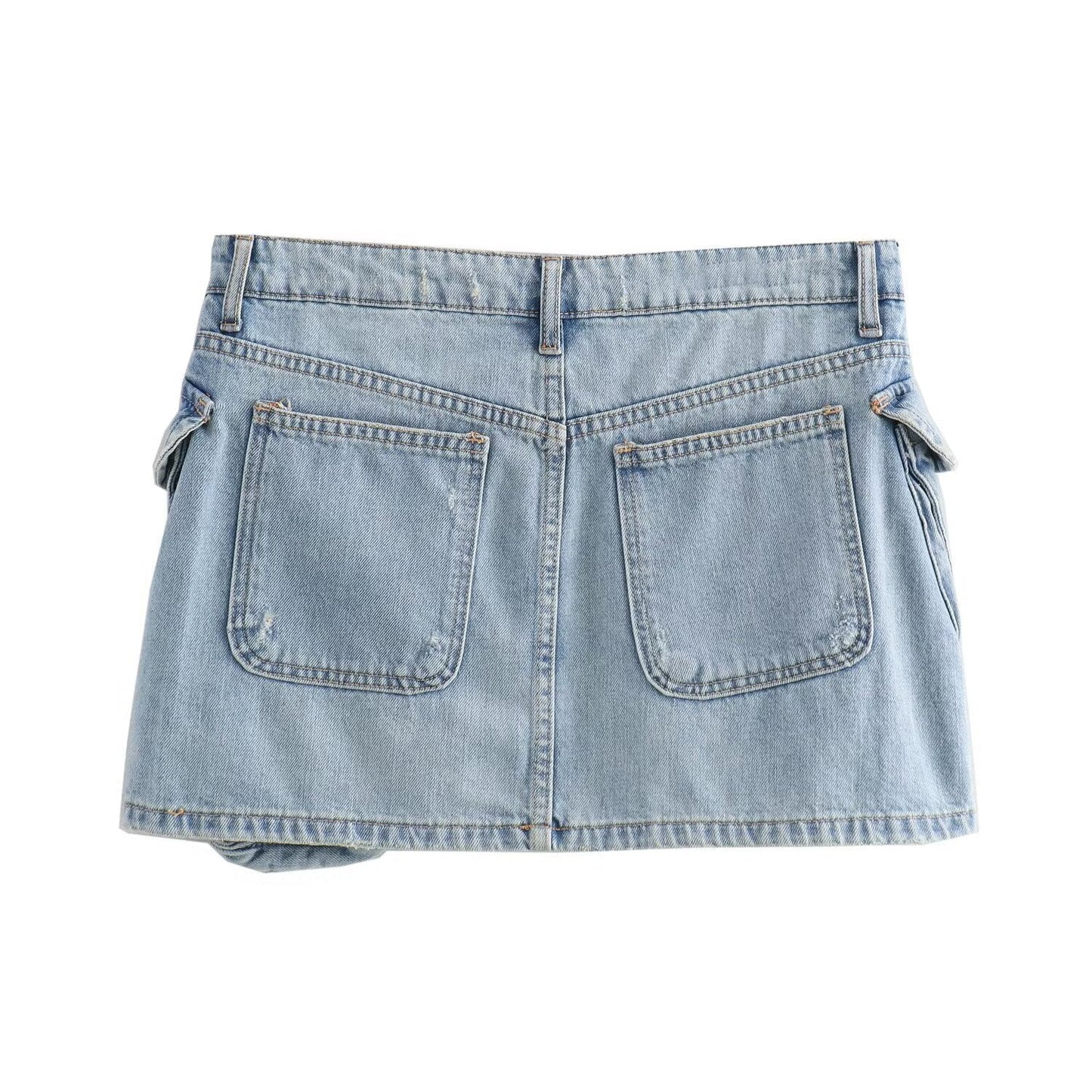 Dam Jeanskjol Figurbetonad Denim Med Sidofickor-2