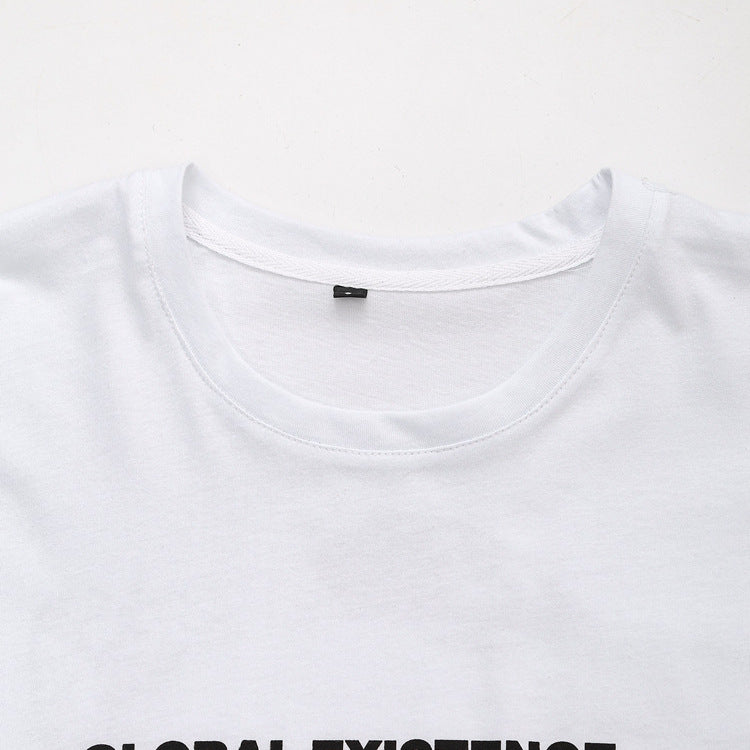 Dam T-shirt Avslappnad Design 100% Bomull med Kreativt Tryck-3