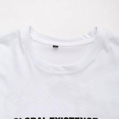 Dam T-shirt Avslappnad Design 100% Bomull med Kreativt Tryck-3